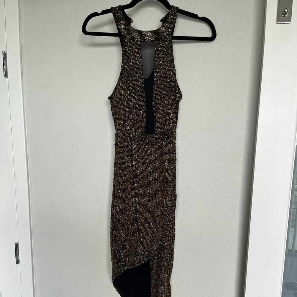 Gold and Black Windsor Asymmetrical Dress